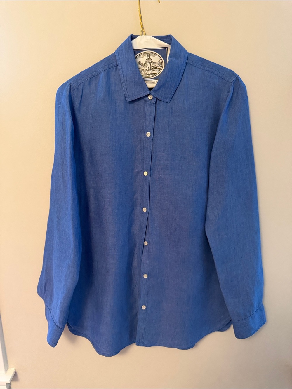Blue Linen Button-Up Shirt